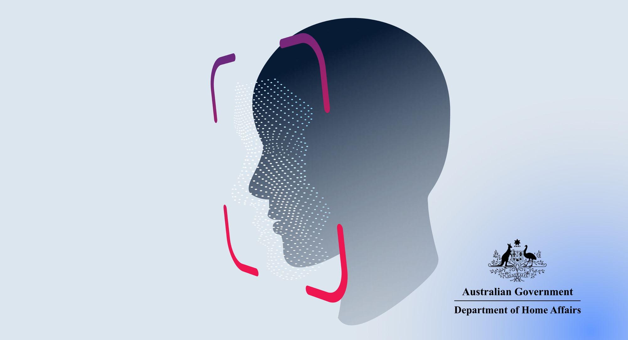 A high tech face recognition illustration